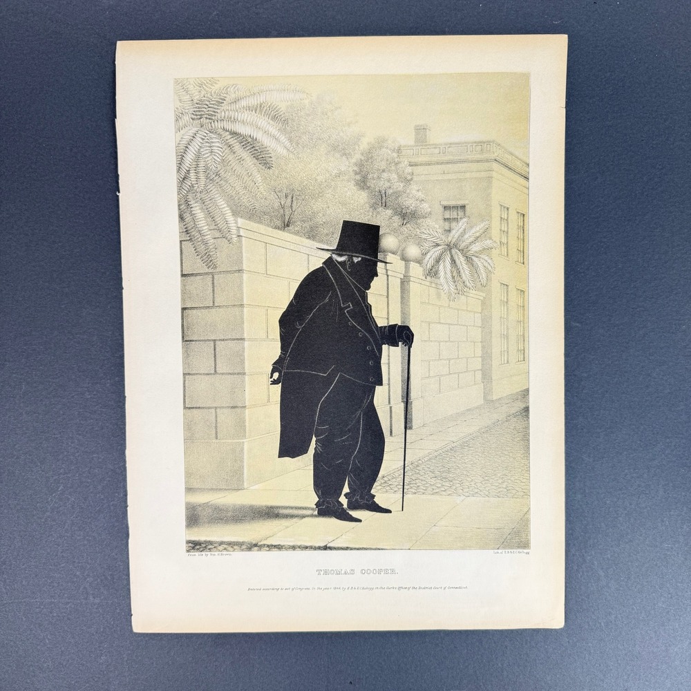 1844 Thomas Cooper Lithograph Wm H Brown EB & EC Kellogg Portrait Silhouette Art